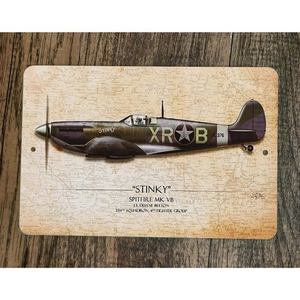 Stinky Spitfire MK VB Military Jet Plane 8x12‎ Metal Wall Sign Poster